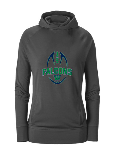 Woodinville Falcons W Script Football #5 Women's Hoodie