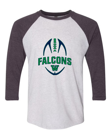 Woodinville Falcons W Script Football #5 Women's Baseball T-Shirt