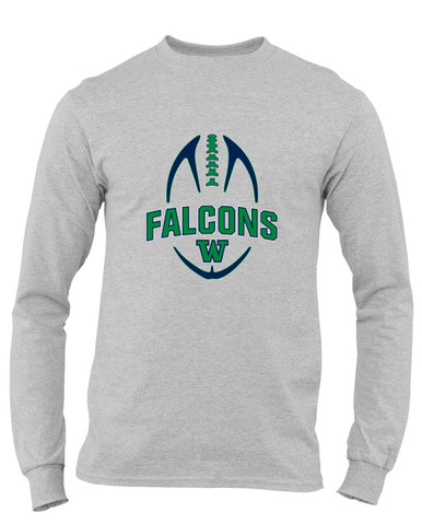 Woodinville Falcons W Script Football #5 Men's Premium LS T-Shirt