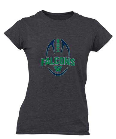 Woodinville Falcons W Script Football #5 Women's Premium SS T-Shirt