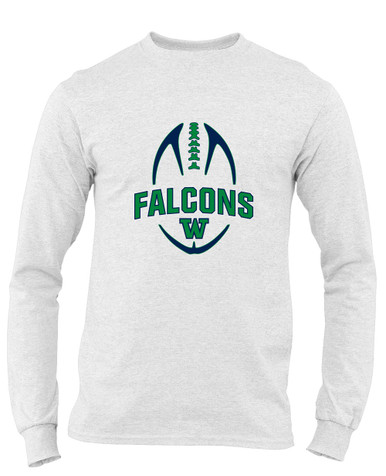 Woodinville Falcons W Script Football #5 Men's LS T-Shirt