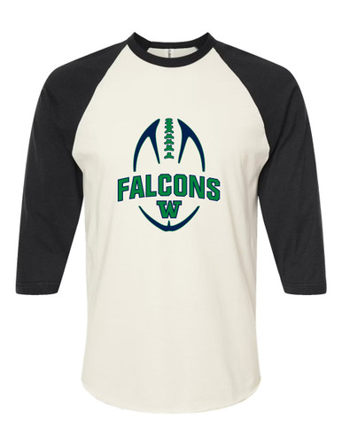 Woodinville Falcons W Script Football #5 Men's Baseball T-Shirt