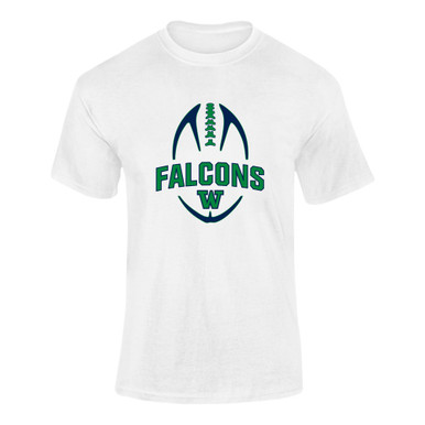 Woodinville Falcons W Script Football #5 Men's SS T-Shirt
