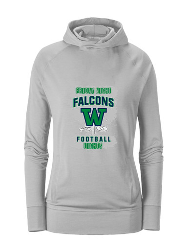 Woodinville Falcons W Script Football #6 Women's Hoodie