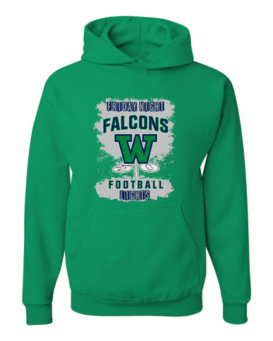 Woodinville Falcons W Script Football #6 Men's Premium Hoodie