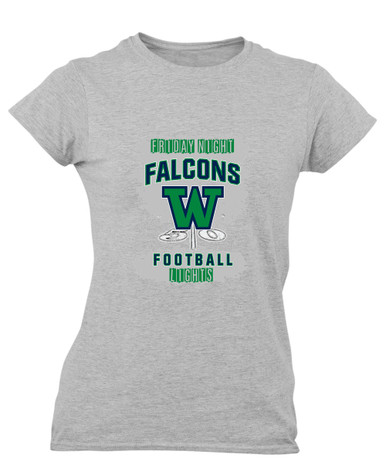 Woodinville Falcons W Script Football #6 Women's Premium SS T-Shirt