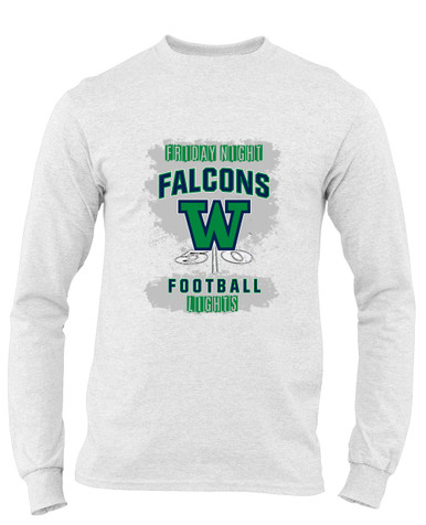 Woodinville Falcons W Script Football #6 Men's Premium LS T-Shirt