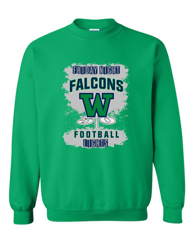 Woodinville Falcons W Script Football #6 Men's Sweatshirt
