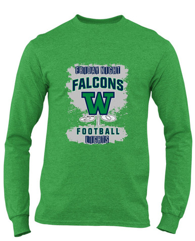 Woodinville Falcons W Script Football #6 Men's LS T-Shirt