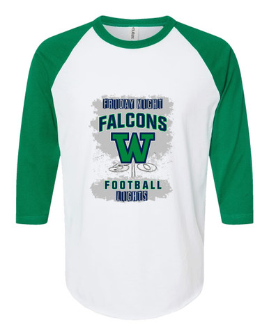 Woodinville Falcons W Script Football #6 Men's Baseball T-Shirt