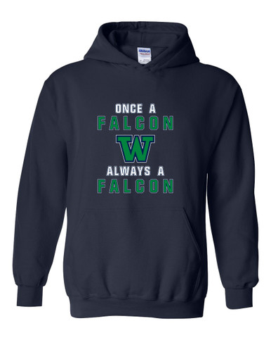 Woodinville Falcons W Script Once A Men's Hoodie