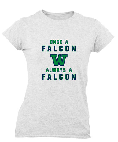 Woodinville Falcons W Script Once A Women's Premium SS T-Shirt