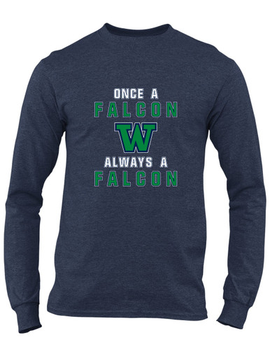 Woodinville Falcons W Script Once A Men's Premium LS T-Shirt