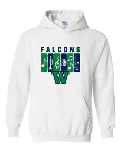 Woodinville Falcons W Script Band # 2 Men's Hoodie