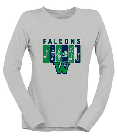 Woodinville Falcons W Script Band # 2 Women's Premium LS T-Shirt