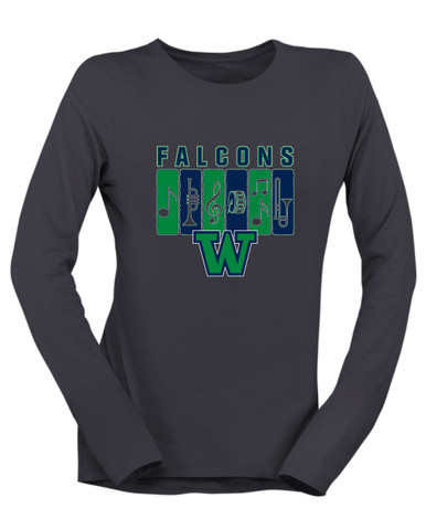 Woodinville Falcons W Script Band # 2 Women's LS T-Shirt