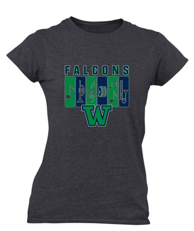 Woodinville Falcons W Script Band # 2 Women's Premium SS T-Shirt