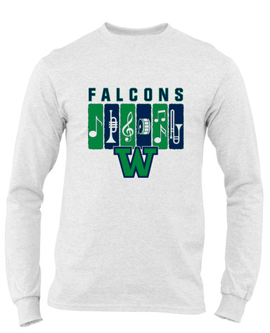 Woodinville Falcons W Script Band # 2 Men's Premium LS T-Shirt