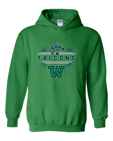 Woodinville Falcons W Script Band # 3 Men's Hoodie