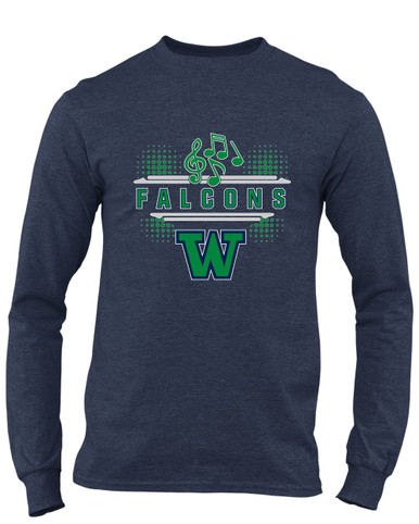 Woodinville Falcons W Script Band # 3 Men's Premium LS T-Shirt