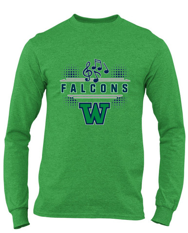 Woodinville Falcons W Script Band # 3 Men's LS T-Shirt