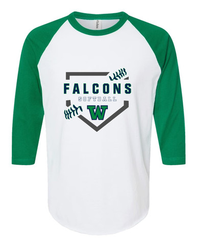 Woodinville Falcons W Script Softball #2 Women's Baseball T-Shirt