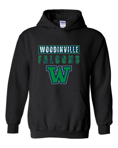 Woodinville Falcons W Script Mascot #9 Men's Hoodie