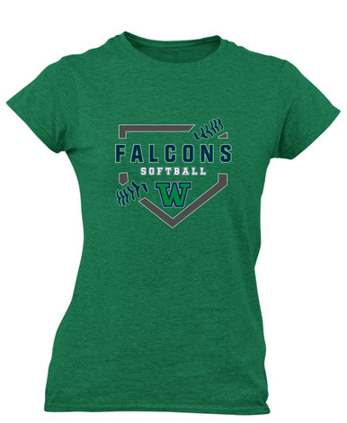 Woodinville Falcons W Script Softball #2 Women's Premium SS T-Shirt