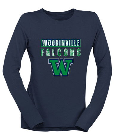 Woodinville Falcons W Script Mascot #9 Women's LS T-Shirt