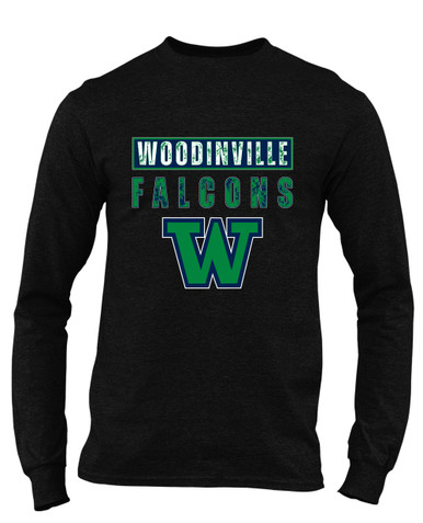 Woodinville Falcons W Script Mascot #9 Men's LS T-Shirt