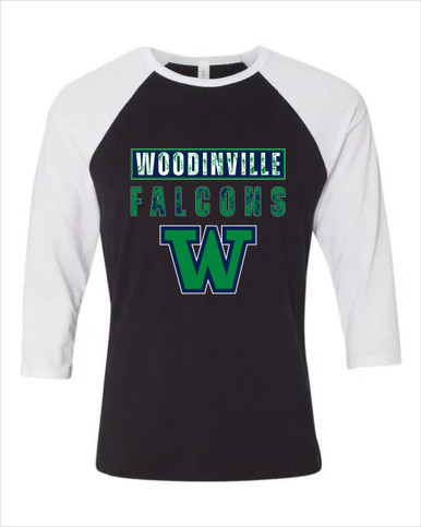 Woodinville Falcons W Script Mascot #9 Men's Baseball T-Shirt