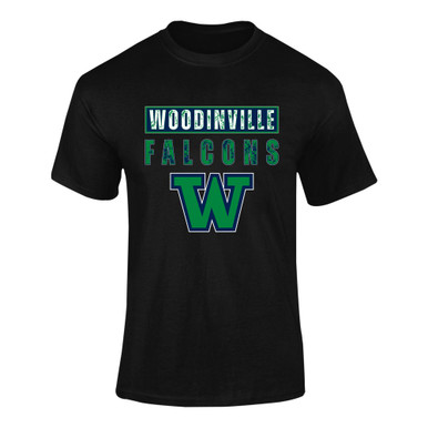 Woodinville Falcons W Script Mascot #9 Men's SS T-Shirt