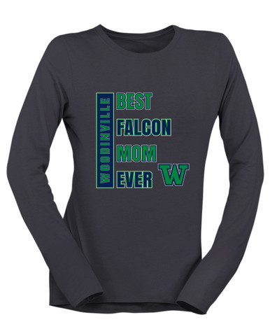Woodinville Falcons W Script Best Falcon Mom Women's LS T-Shirt