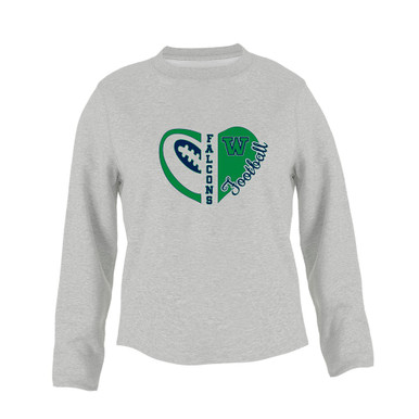 Woodinville Falcons W Script Heart Football Women's Sweatshirt