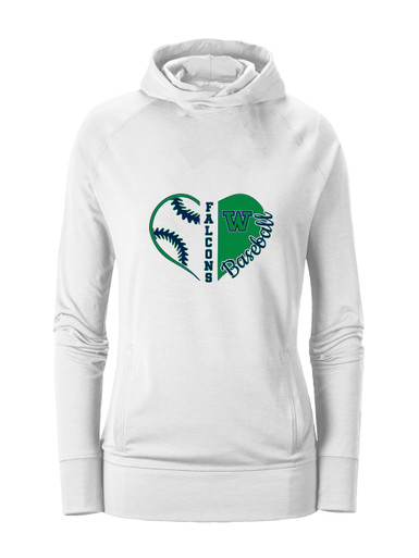 Woodinville Falcons W Script Heart Baseball Women's Hoodie