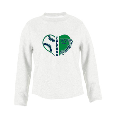 Woodinville Falcons W Script Heart Baseball Women's Sweatshirt