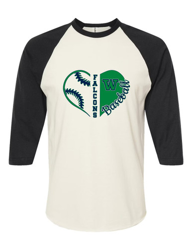 Woodinville Falcons W Script Heart Baseball Women's Baseball T-Shirt