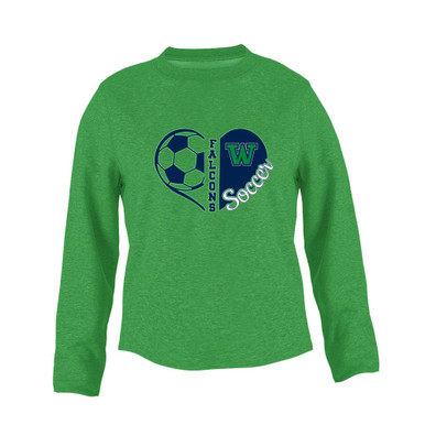 Woodinville Falcons W Script Heart Soccer Women's Sweatshirt