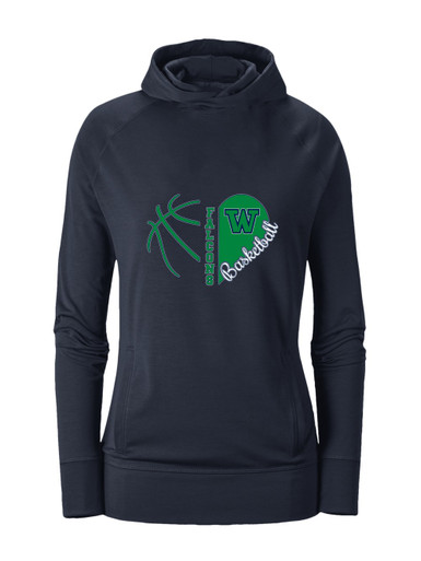 Woodinville Falcons W Script Heart Basketball Women's Hoodie