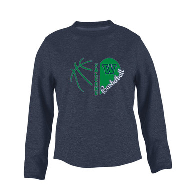 Woodinville Falcons W Script Heart Basketball Women's Sweatshirt