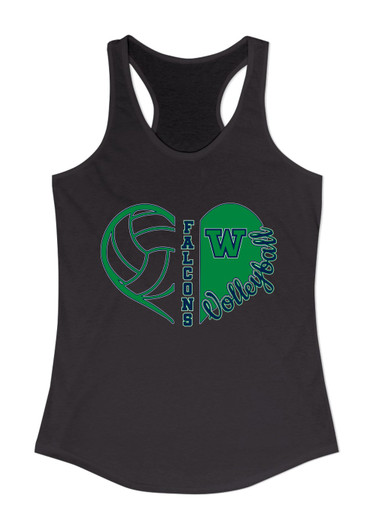 Woodinville Falcons W Script Heart Volleyball Women's Tank Top