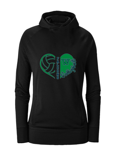 Woodinville Falcons W Script Heart Volleyball Women's Hoodie