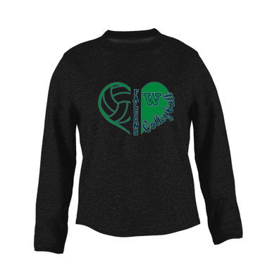 Woodinville Falcons W Script Heart Volleyball Women's Sweatshirt