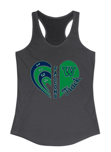 Woodinville Falcons W Script Heart Track Women's Tank Top