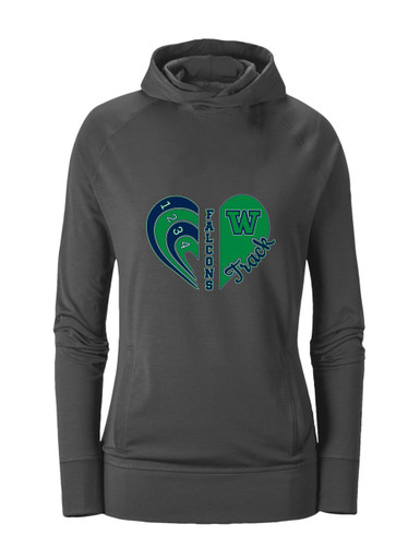 Woodinville Falcons W Script Heart Track Women's Hoodie