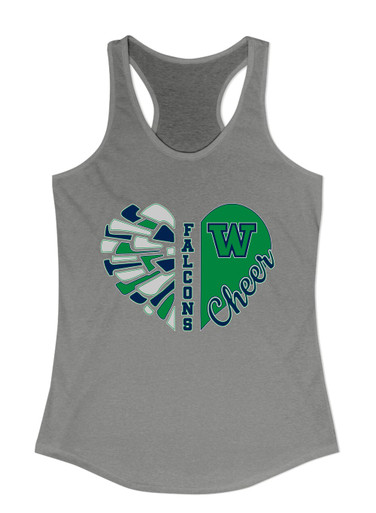 Woodinville Falcons W Script Heart Cheer Women's Tank Top