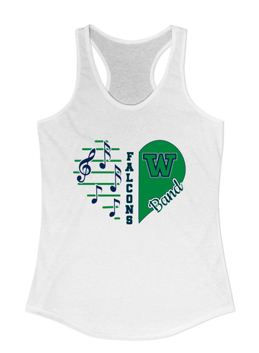 Woodinville Falcons W Script Heart Band Women's Tank Top