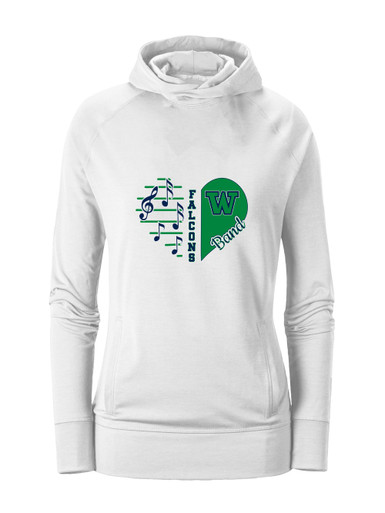Woodinville Falcons W Script Heart Band Women's Hoodie