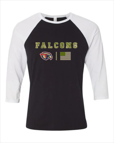 Pebblebrook Falcons Camo Flag Women's Baseball T-Shirt