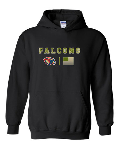 Pebblebrook Falcons Camo Flag Men's Hoodie